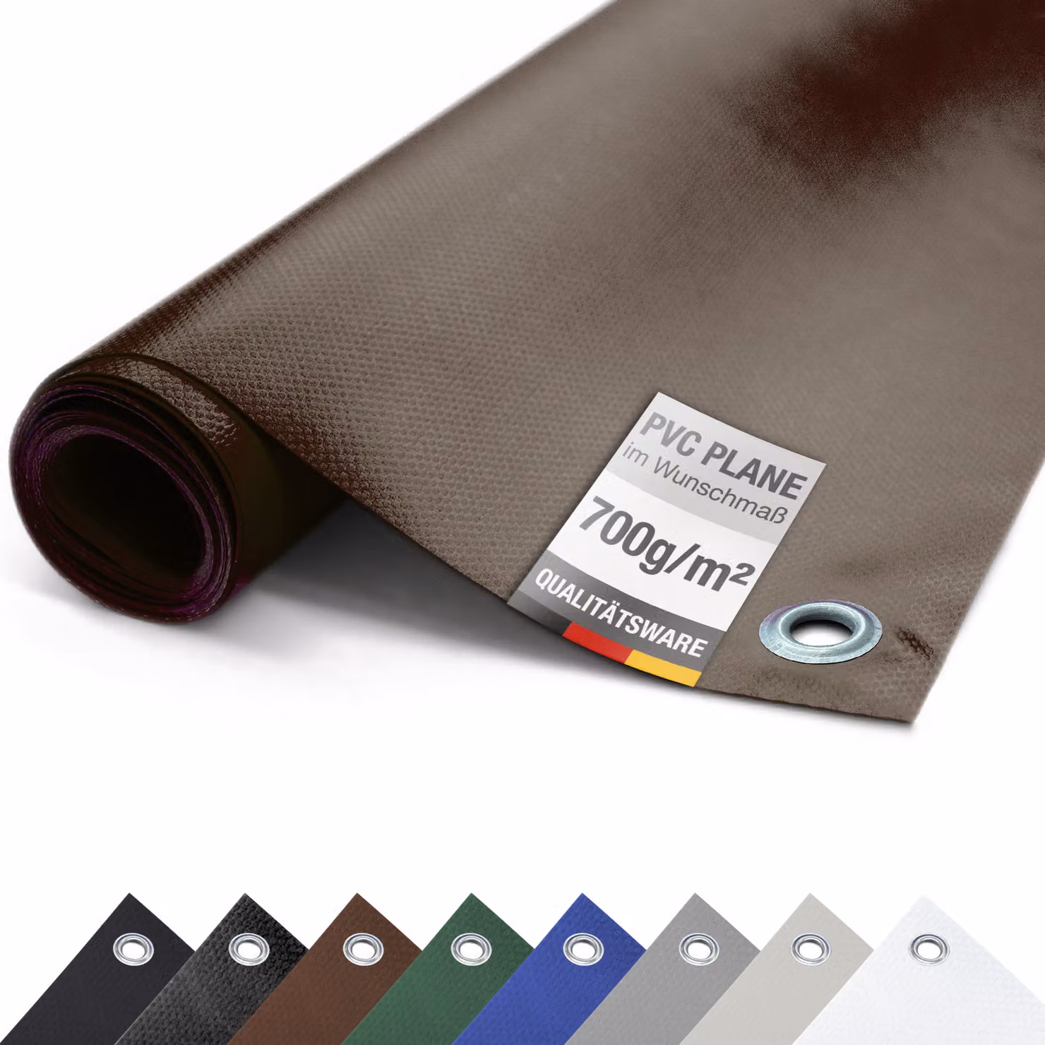 Telone PVC camion 700g/m² CON OCCHIALI Telone protettivo opaco antistrappo stabile (marrone, 2,5m x 2m)