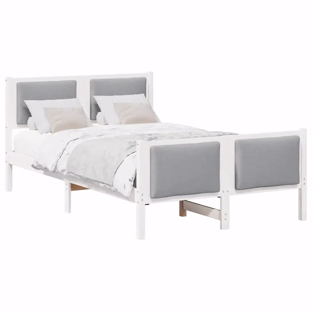 Struttura del letto moderna vidaXL in tessuto e legno di pino, Grigio e Bianco, L/P/H: 200 x 120 x 85,5 cm – 2