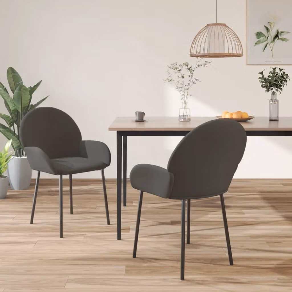 The Living Store Sedie da pranzo 2 pezzi. Velluto grigio scuro