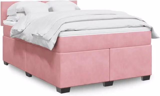 Giroletto a Molle con Materasso Rosa 140x190 cm in Velluto 3286305