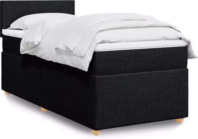 Letto Singolo Ibrido con Materasso a Molle vidaXL in Tessuto Nero e Bianco L/P: 90 x 190 cm – 1