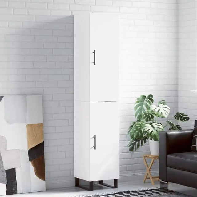 Credenza moderna bianca vidaXL in legno e metallo L/P/H: 34,5 x 34 x 180 cm