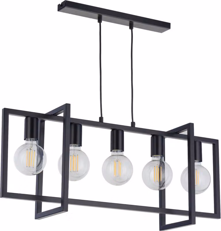 Lampada a sospensione decorativa a loft geometrico a 5 punti in nero Eden 5xE27 15W Sigma Lighting