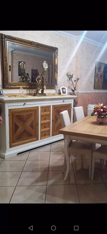 Madia credenza Mobili 2G con 2 ante e 6 cassetti in legno avorio e noce L: 210 cm, P: 53 cm, H: 115 cm – 2