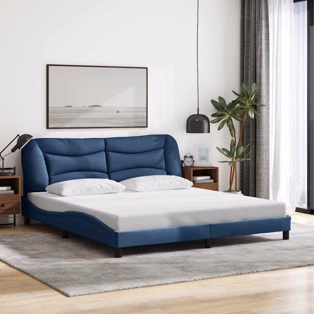vidaXL Giroletto senza Materasso Hvar Blu in Tessuto 180x200 cm – 1