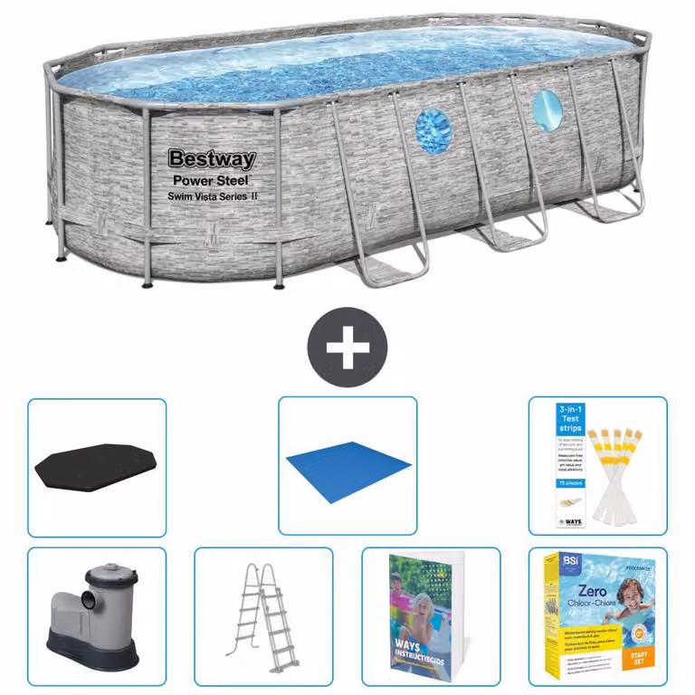 Bestway Power Steel, piscina ovale - 549x274x122 cm - composta da 6 parti, modello S546