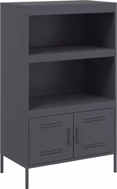 Credenza Buffet in Acciaio Antracite Stile Industrial L: 68 cm, P: 39 cm, H: 113 cm
