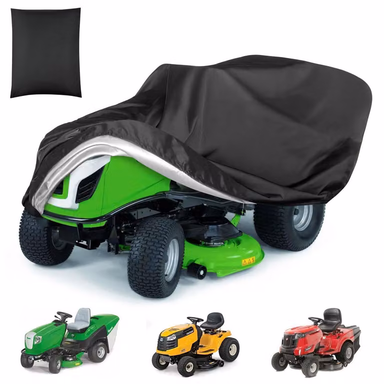 Copertura impermeabile per tosaerba semovente, dimensioni 170x61x117 cm, realizzata in tessuto Oxford, resistente ai raggi UV, con coulisse e sacchetto per il trasporto