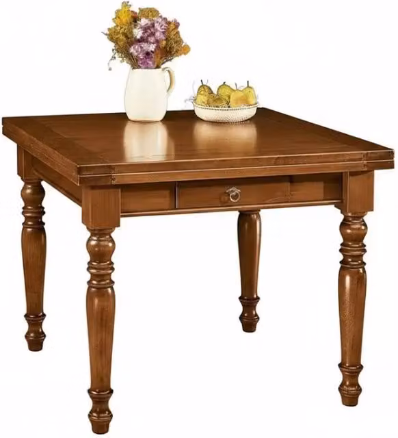 Tavolo allungabile quadrato in legno massello marrone Mobili 2G L/P/H: 100 x 100 x 78 cm – 3