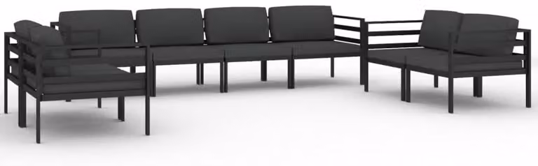 Set da salotto in alluminio, 8 pezzi - Modulare, resistente agli agenti atmosferici - Colore antracite - Ideale per terrazza e balcone