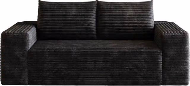 Divano Loveseat in Corduroy Nero 180 cm, Senza Montaggio, Morbido e Modulare per Soggiorno e Camera