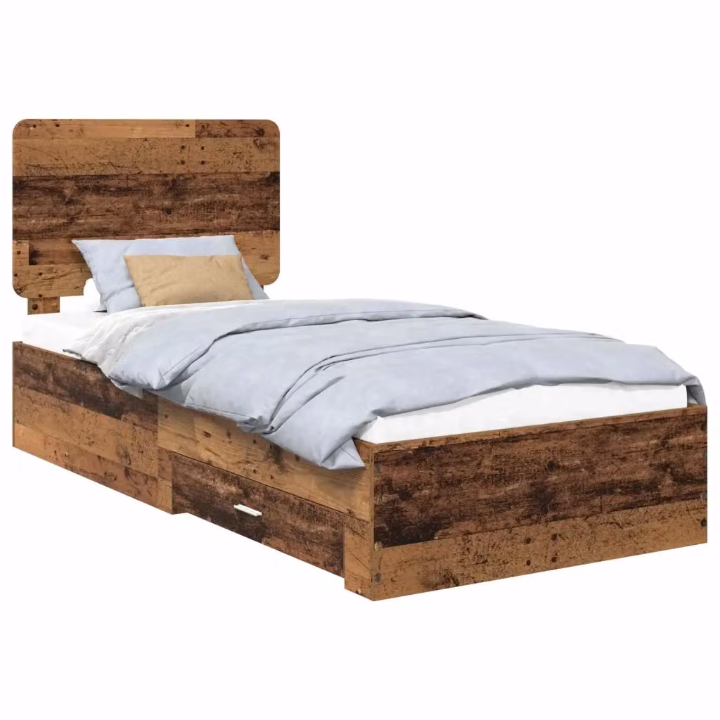 Struttura letto con cassetto vidaXL in legno effetto vecchio marrone L 100 x P 200 cm – 2