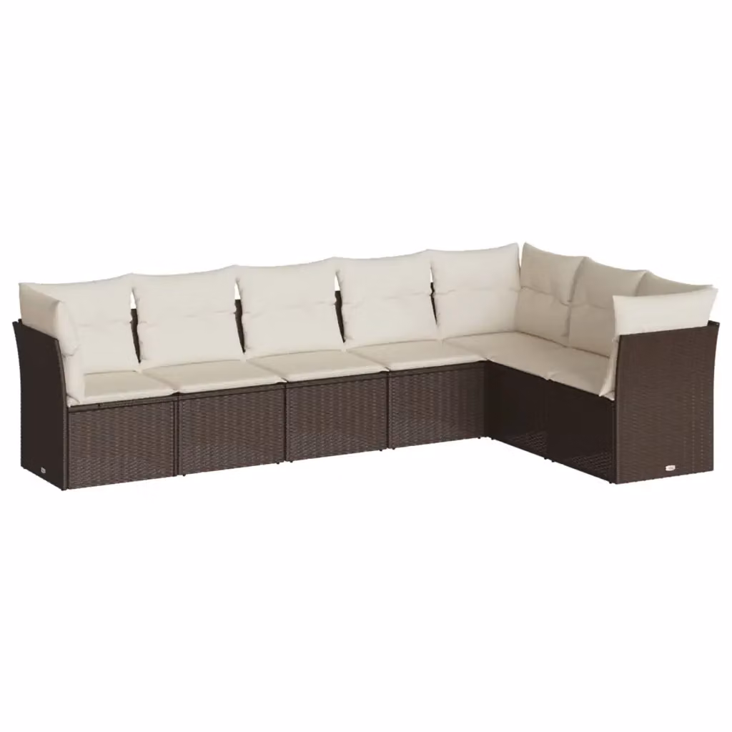 Set di Divani da Giardino VIDAXL in Polyrattan Marrone con Cuscini, Design Moderno a L per 7 Persone – 2