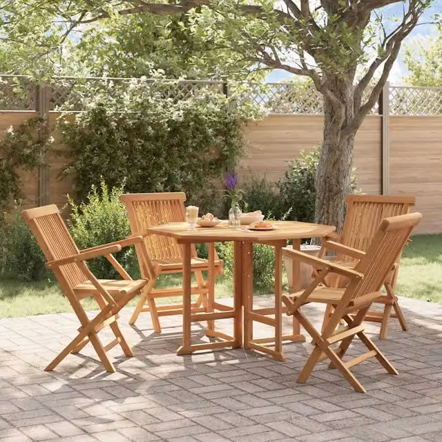 Set da Pranzo Pieghevole per Esterni 5pz Legno Massello di Teak 3096575