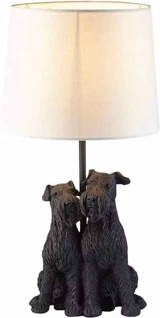 Lampada da tavolo Westie Endon in resina nera opaca con paralume in tessuto beige, dimmerabile, E14, H: 43.0 cm, L: 22.0 cm, P: 22.0 cm – 1