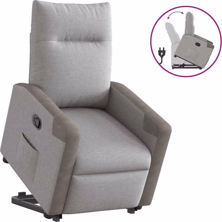 Poltrona relax con ausilio per l'alzata, tessuto grigio Cloud