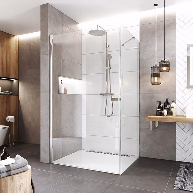 Cabina doccia Mereo Pivot, Novea, rettangolo, 90x80 cm, cromo ALU, vetro trasparente, porta L/P e parte fissa - CK11923Z