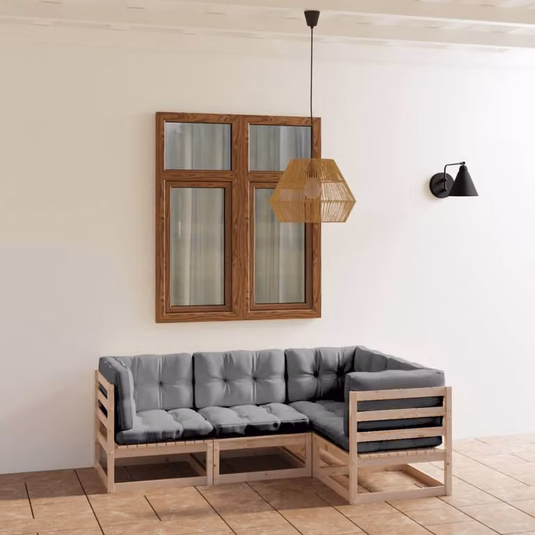 Maison Exclusive - Set da giardino 4 pezzi con cuscini in legno massello di pino