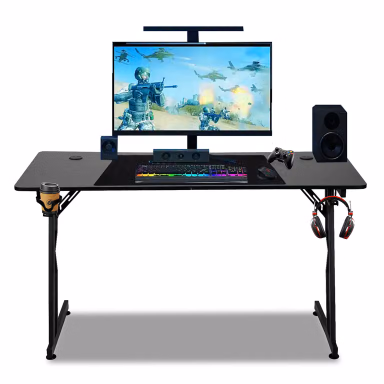 Jayseuw scrivania da gioco ad angolo 120x60cm scrivania per PC scrivania per computer gamer scrivania per ufficio con porta cuffie e porta bicchieri scrivania da gioco per casa e ufficio