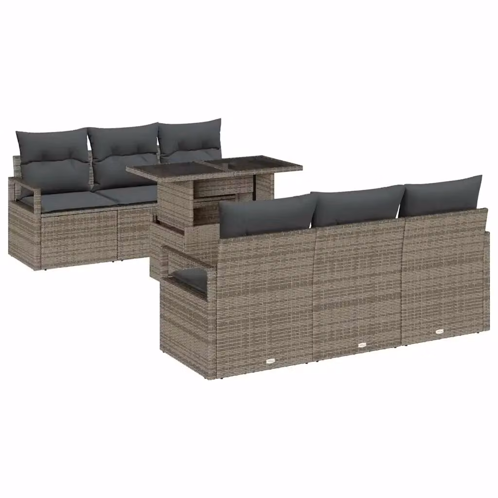 Set Divano da Giardino Moderno vidaXL in Rattan Grigio con Cuscini e Tavolino da Caffè – 2