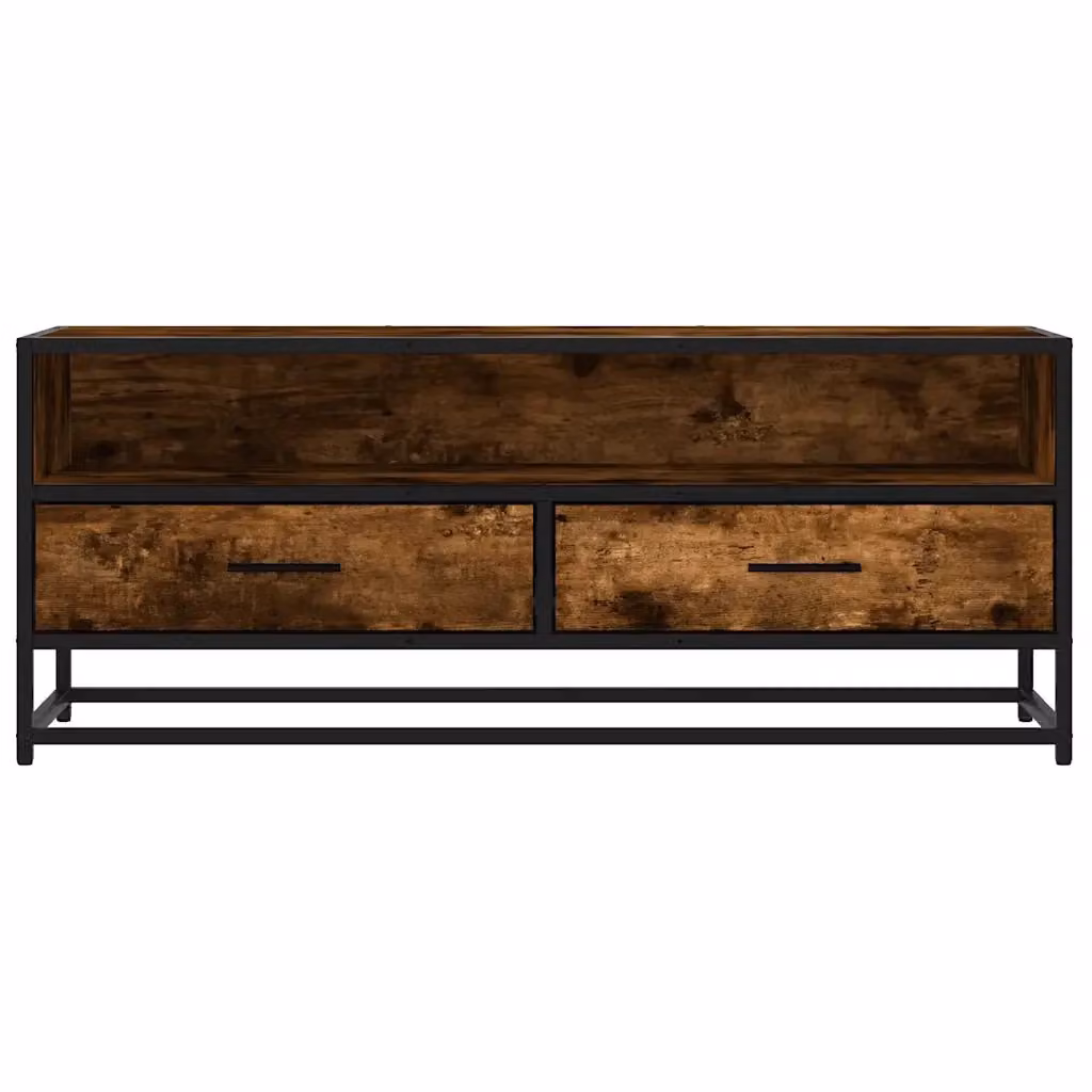 Mobile porta TV dal design industriale HELLOSHOP26 in legno composito rovere e metallo, colore marrone opaco, L 100 x P 34,5 x H 40 cm – 2