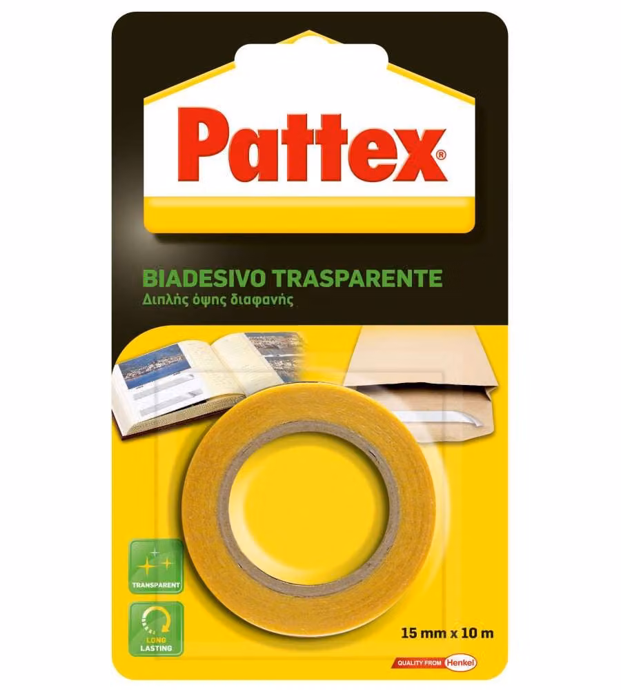 Pattex Nastro Biadesivo Trasparente - 15 mm x 10 m