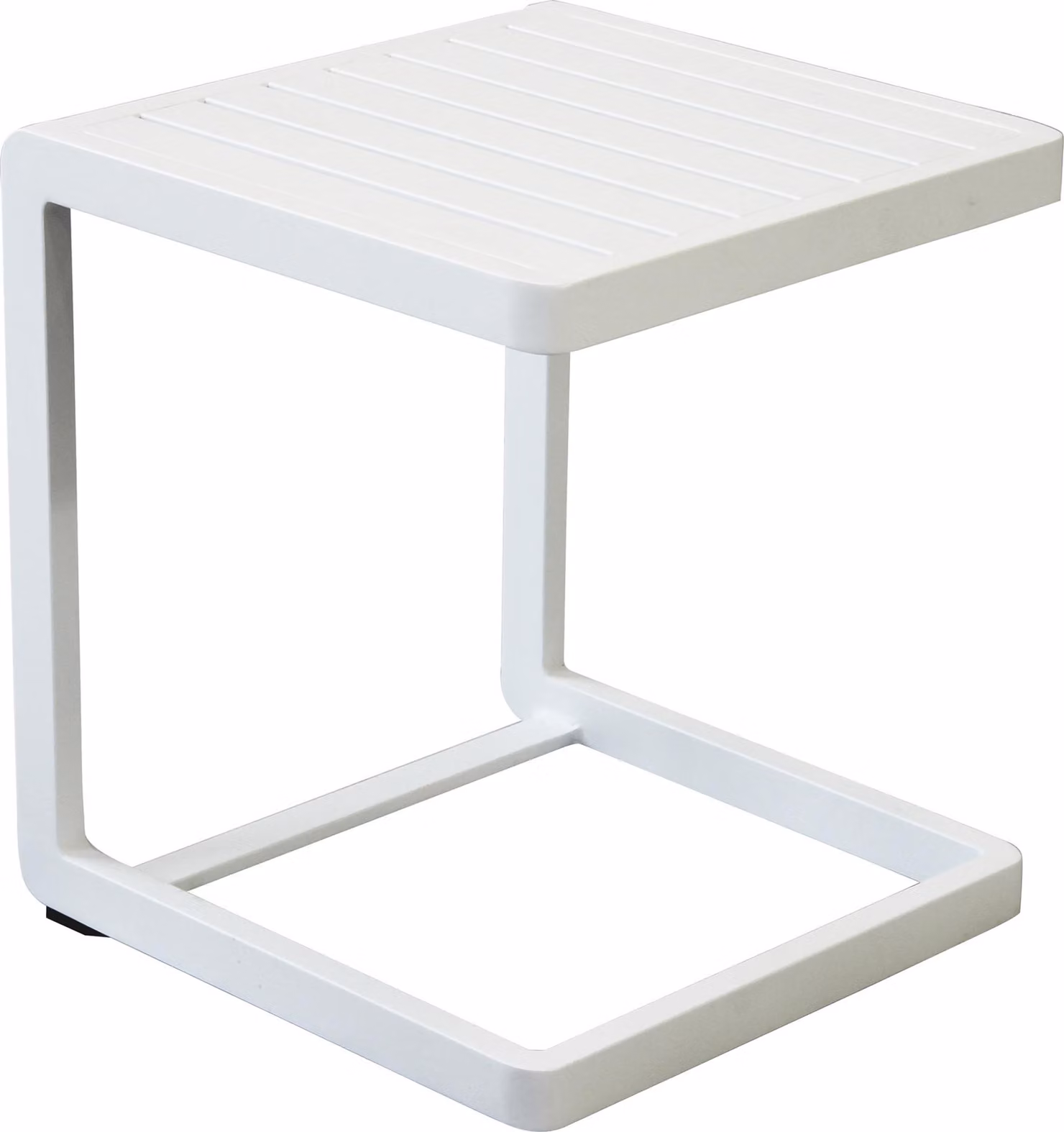 Milani Home - tavolino da giardino, alluminio, quadrato, bianco, piano 40 x 40 cm