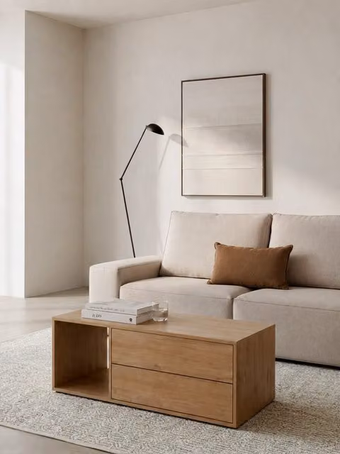 Tavolino da salotto Hegas Kenay Home in legno beige e marrone