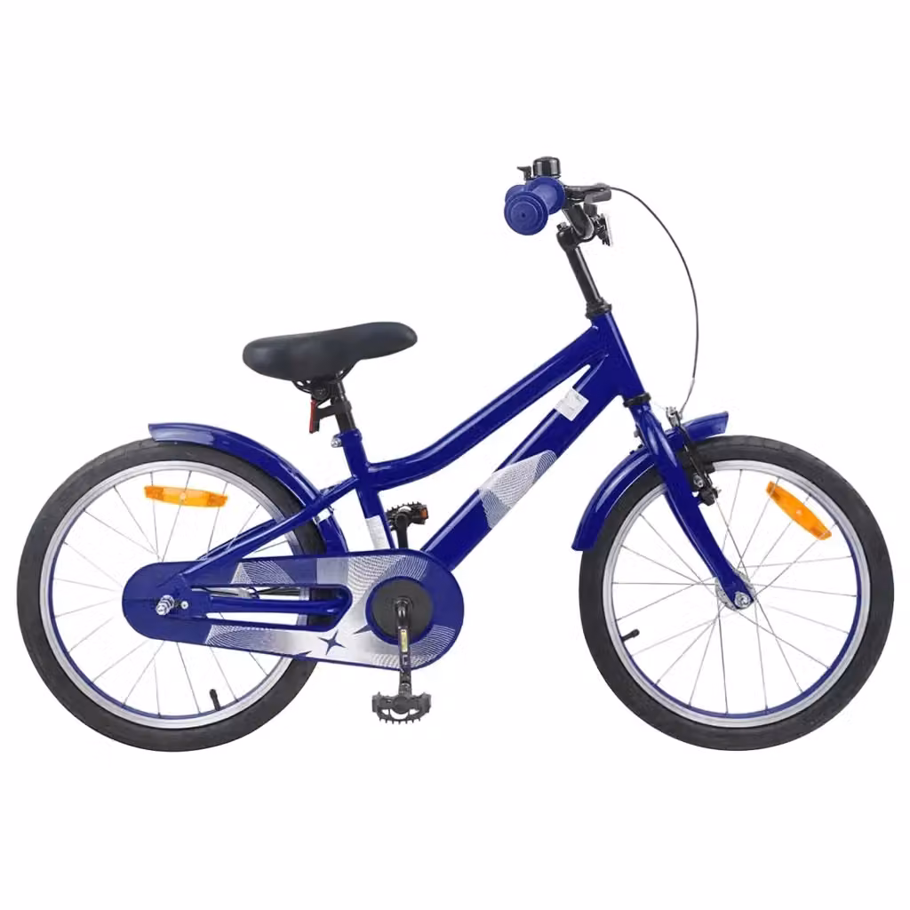 Bicicletta per bambini da 18 pollici blu con struttura in metallo e pneumatici in gomma – 2
