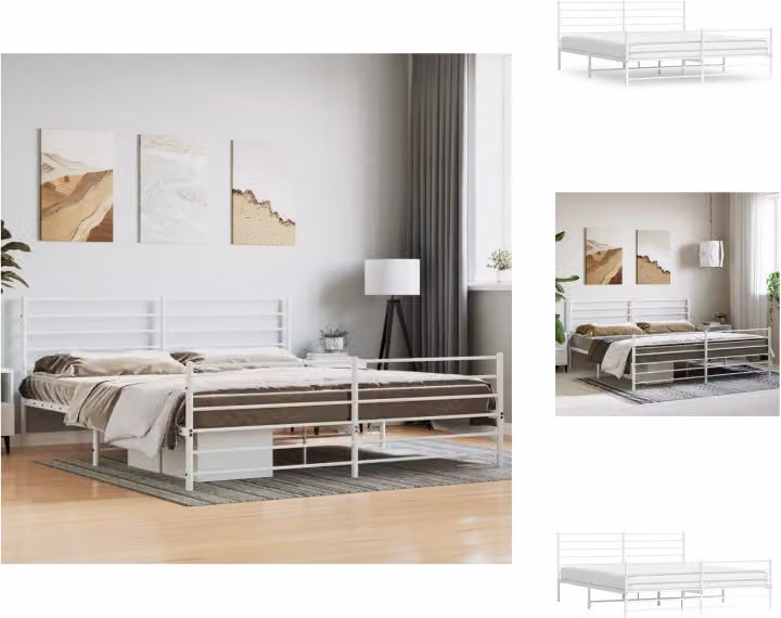 vidaXL Struttura letto con testiera e pediera in metallo bianco 200x200 cm - Letti e strutture letto