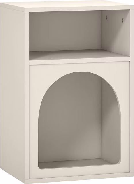 Comodino HOMCOM con scomparti aperti e design ad arco, colore crema, L 40 cm x P 30 cm x H 60 cm – 1