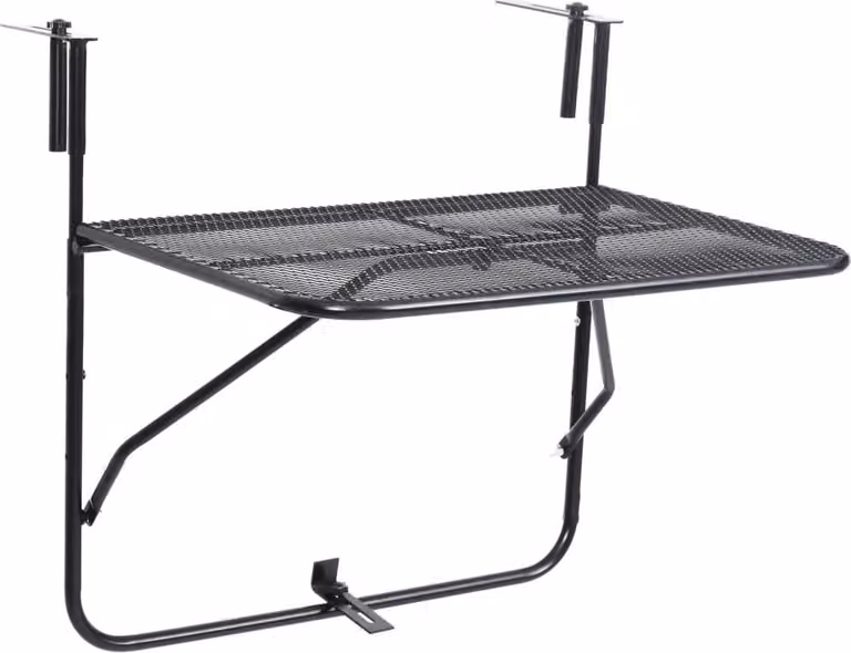 Tavolo da Balcone Nero 60x40 cm in Acciaio