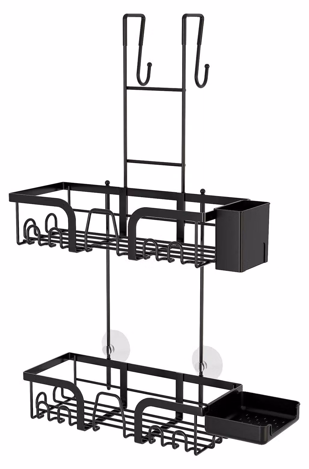 Ripiano per doccia, installazione senza forature, design autodrenante, nero
