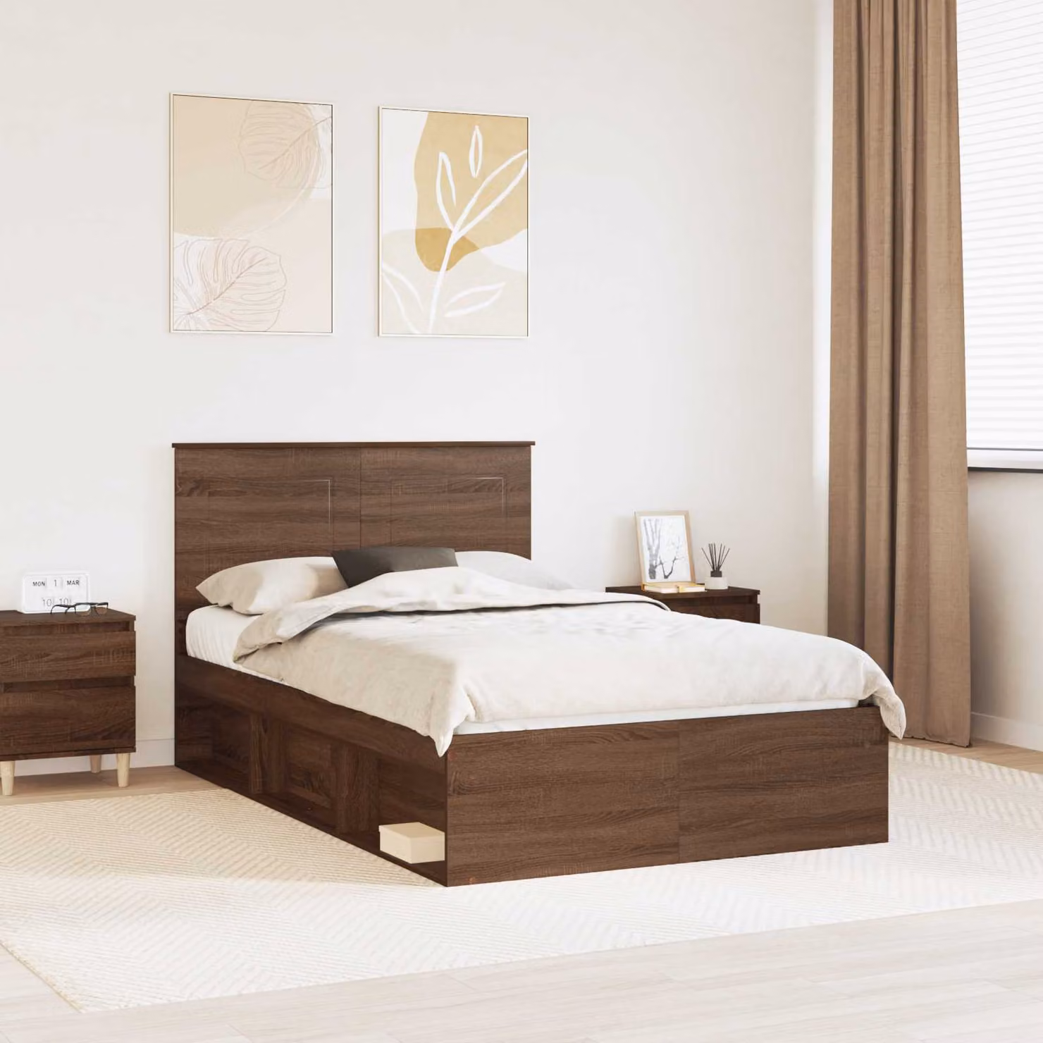 Struttura del letto moderna vidaXL in pino massello marrone con doghe fisse L/P: 120 x 200 cm – 1