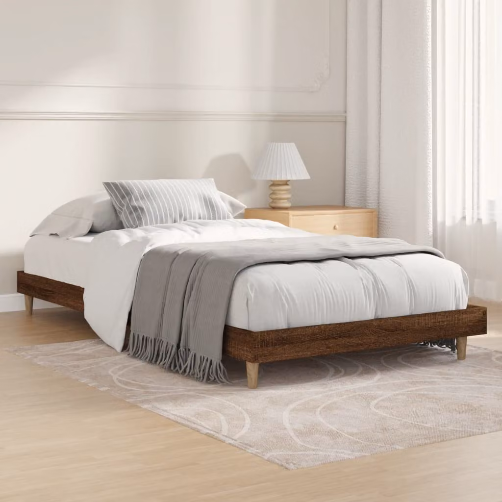 vidaXL Giroletto senza Materasso in Rovere Marrone con Doghe in Legno L/P: 100 x 200 cm