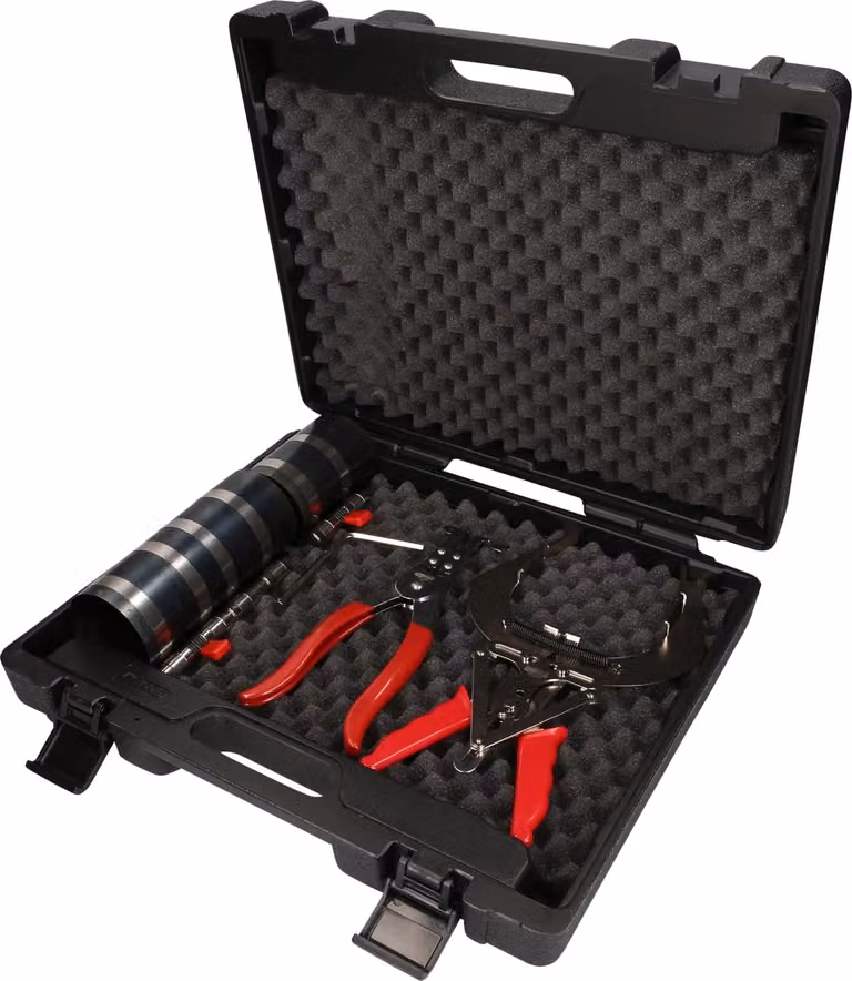 Set di fasce elastiche per pistoni, da 90 a 175 mm, composto da 5 pezzi, fosfatate