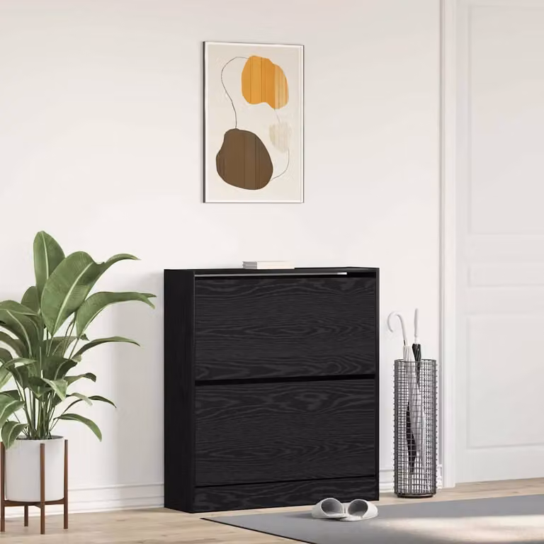 Mobile porta scarpe vidaXL moderno in legno nero L: 80 cm, P: 21 cm, H: 87,5 cm
