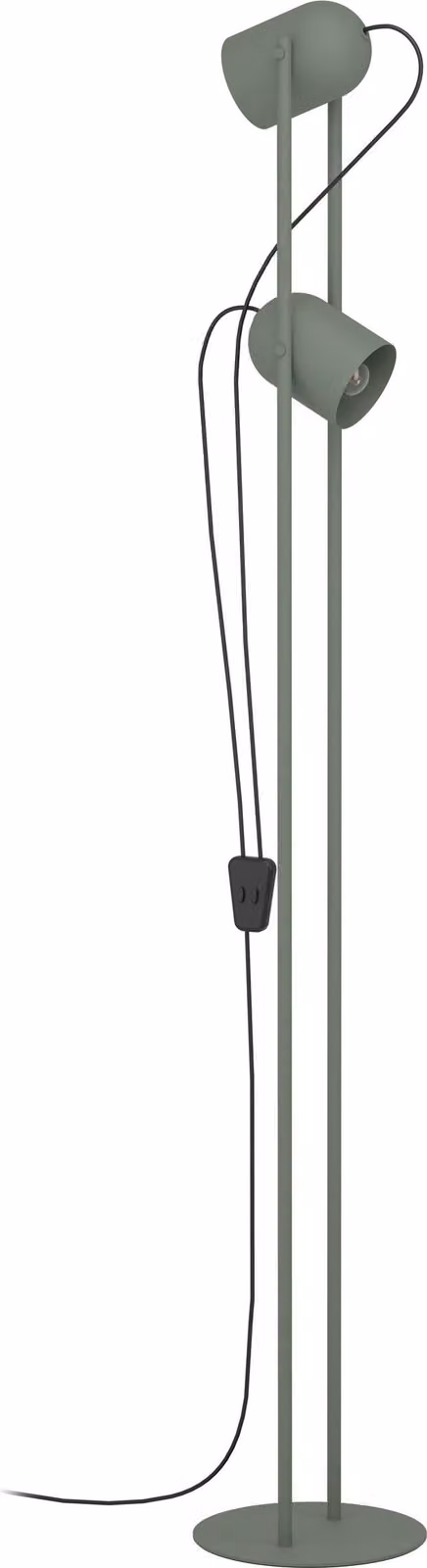 Lampada da terra EGLO Tilston, lampada da soggiorno, lampada da terra con 2 faretti orientabili, lampada da lettura in acciaio verde, attacco E14, 142,5 cm