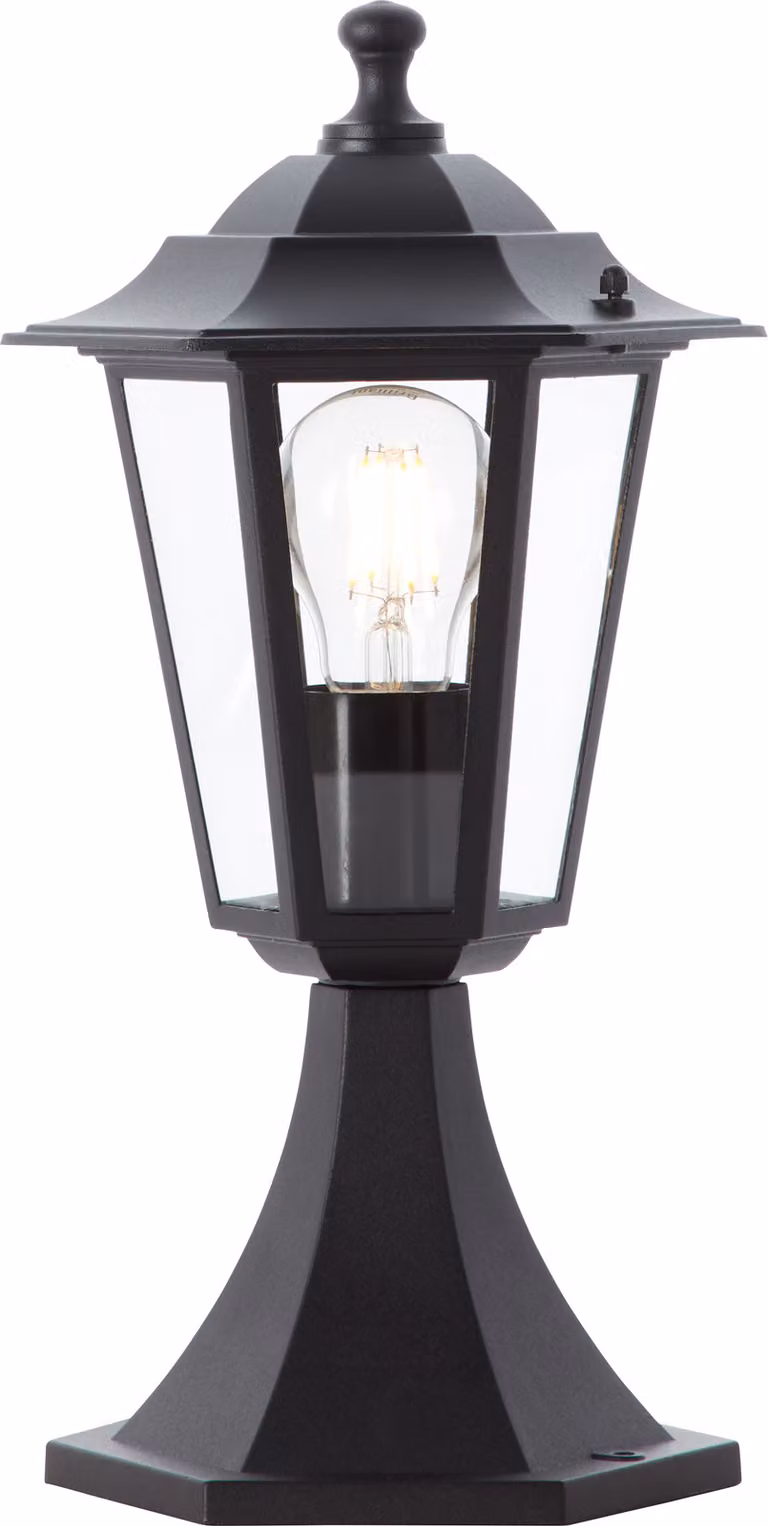BRILLANTE lampada a stelo da esterno CARLEEN nera | stile casa di campagna | dimmerabile con una fonte di luce adeguata | 1x presa E27 max. 60 watt | altezza 36 cm | metallo/vetro | IP44