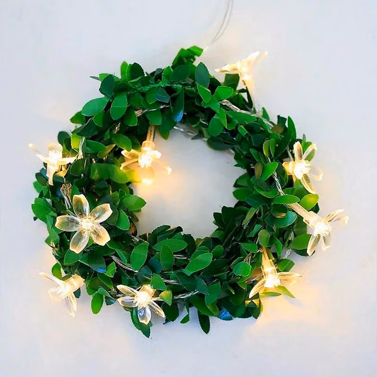 Catena luminosa a forma di fiori di ciliegio, lunghezza 3 metri, 20 LED, alimentazione a batteria, luce bianco caldo