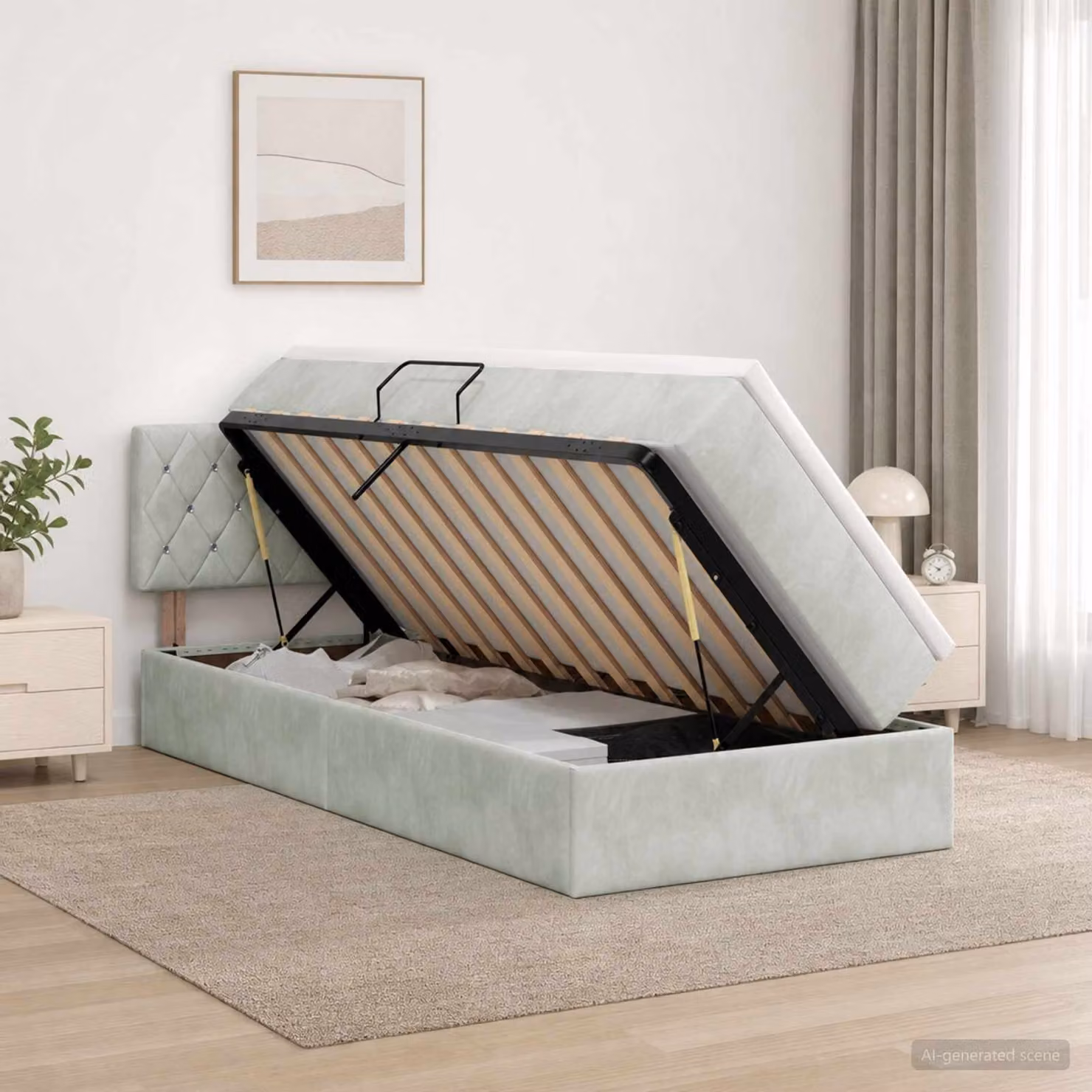 Letto con contenitore e materasso a molle vidaXL, Grigio, L 90 x P 200 cm
