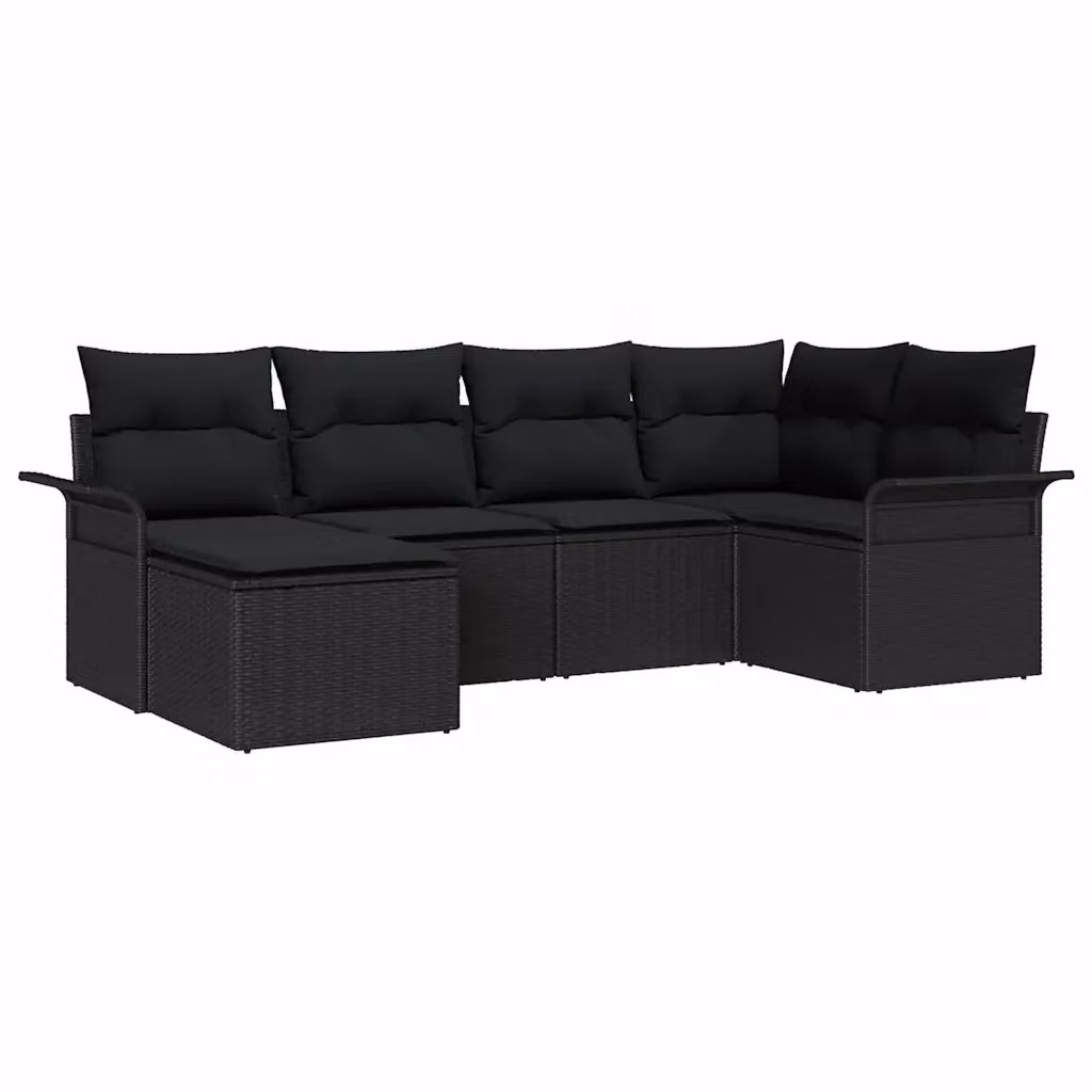 Set Divano da Giardino a L vidaXL 6 pz Nero con Cuscini e Struttura in Acciaio e Polyrattan – 2