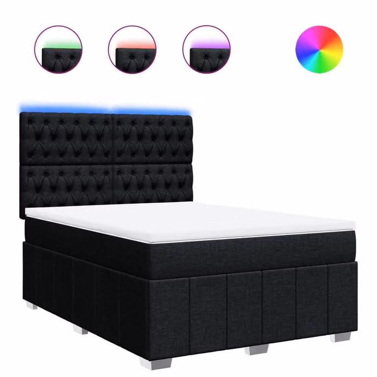Giroletto a Molle con Materasso Nero 140x190 cm in Tessuto