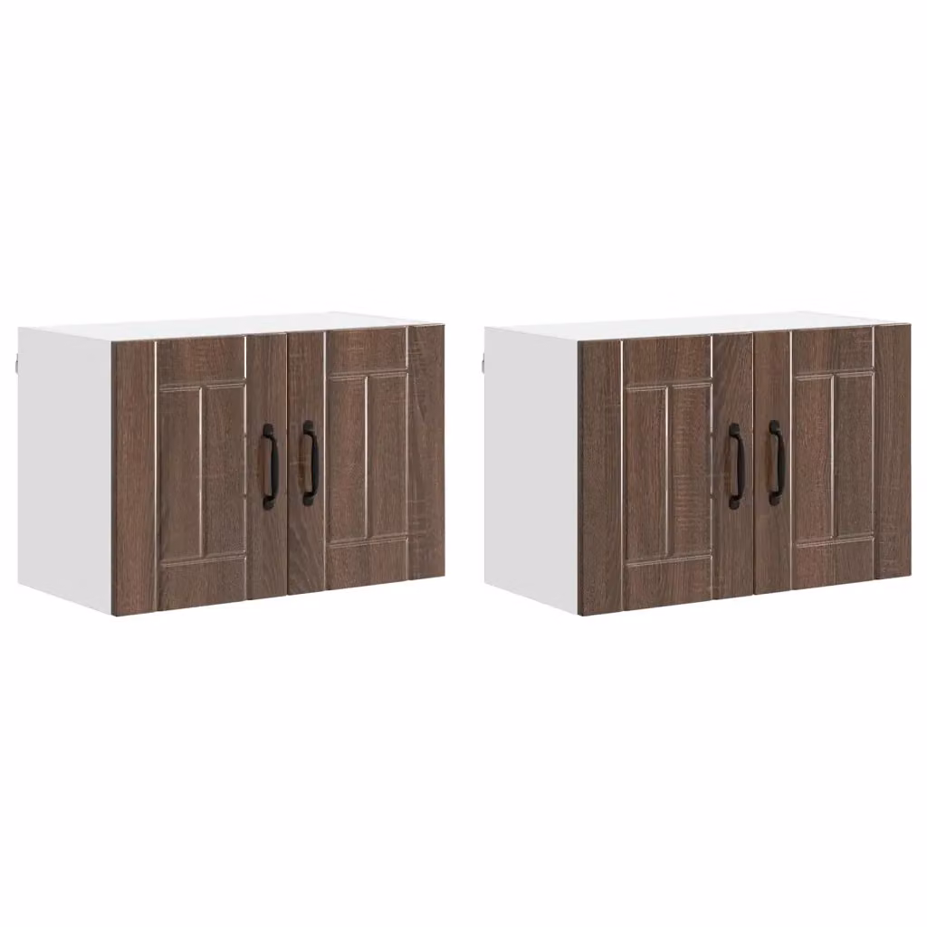 Set di 2 mobili pensili da cucina e soggiorno vidaXL in legno rovere marrone con ante a battente, L 60 cm, P 31 cm, H 40 cm – 2