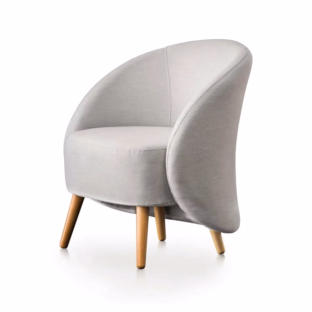 Poltrona di design Alla di Talamo Italia, poltroncina relax imbottita in tessuto grigio, L: 70 cm, P: 60 cm, H: 80 cm – 2