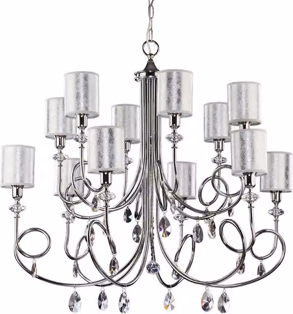 Lampadario Delfina Jupiter cromato con cristalli e finitura argento per il tuo soggiorno o sala da pranzo