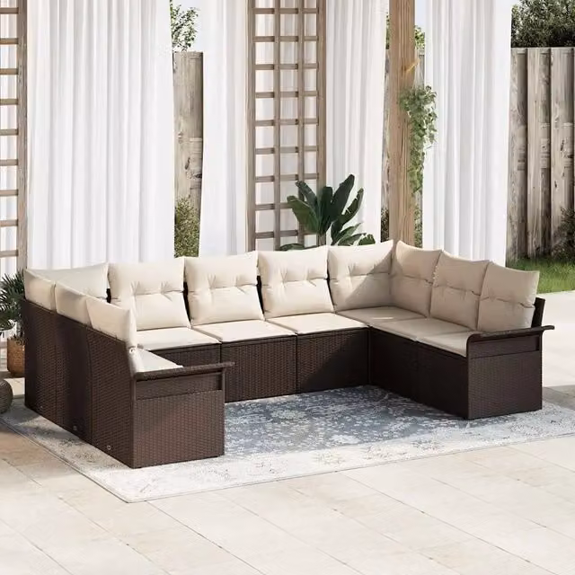 Set Divano da Giardino 9 pz Marrone polyrattan 3354187