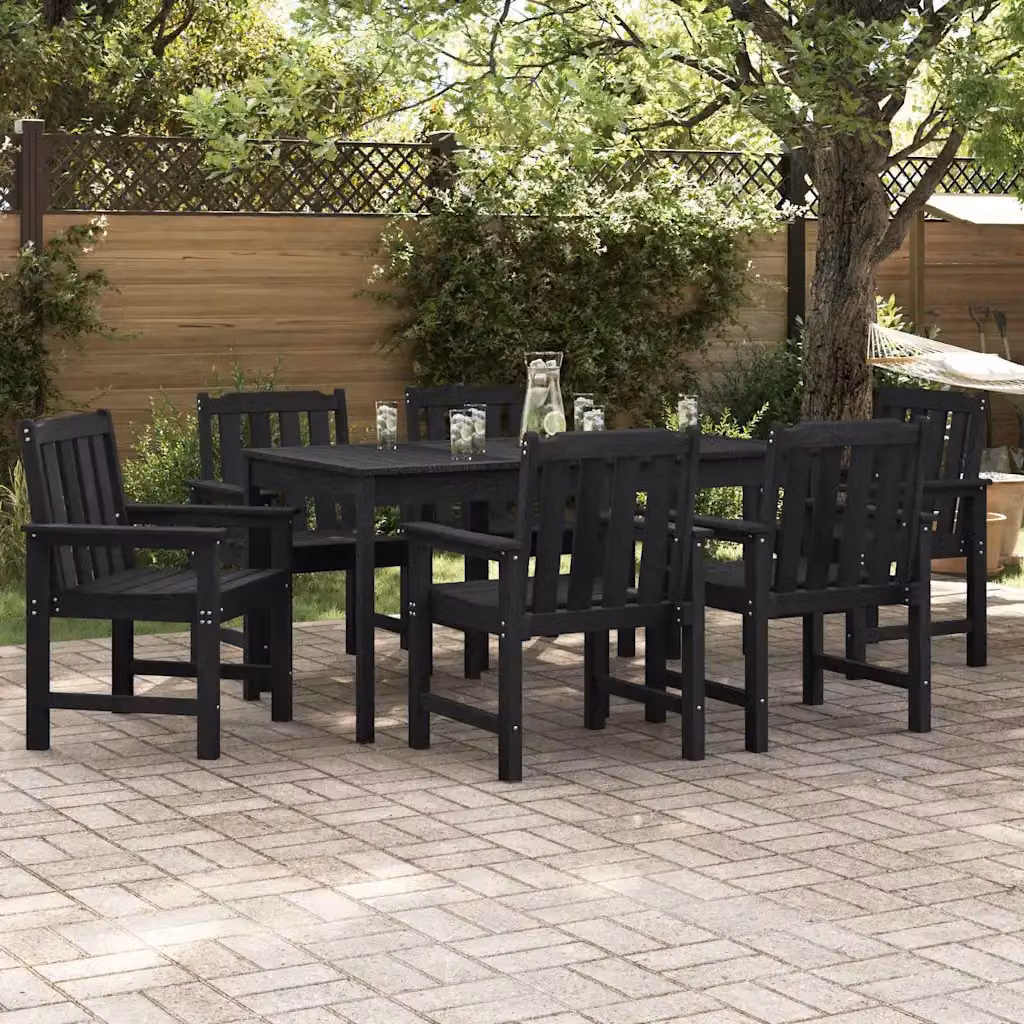 Set di 6 sedie da giardino moderne vidaXL in polietilene nero con braccioli