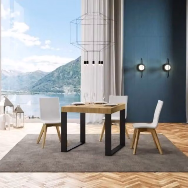Tavolo allungabile Itamoby Tecno Premium colore quercia natura con gambe antracite L/P: 90/246 x 90 cm