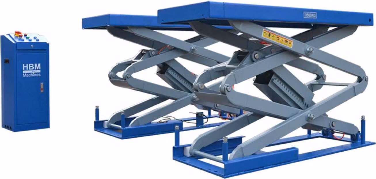 HBM Sollevatore a forbice idraulico da incasso con sblocco pneumatico 3500 kg
